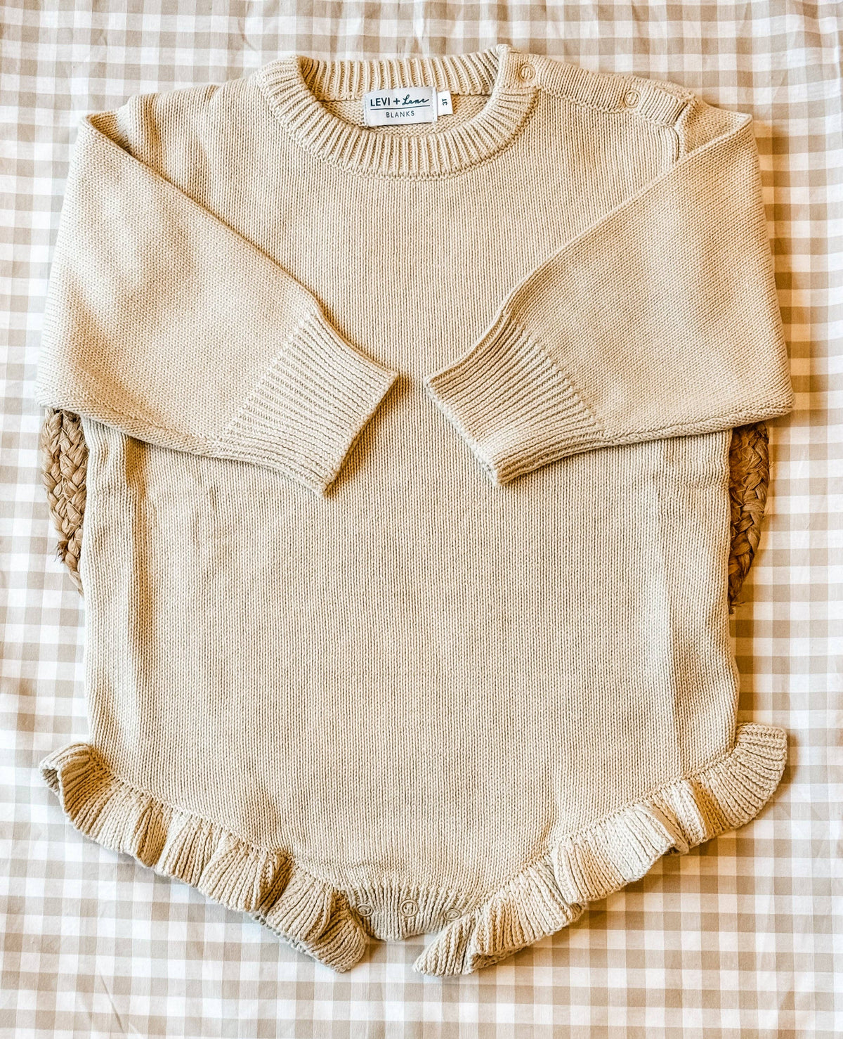 Long Sleeve Knit Ruffle Romper - True-To-Size Fit