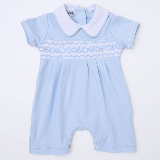 Hudson Smocked Short Playsuit - Light Blue