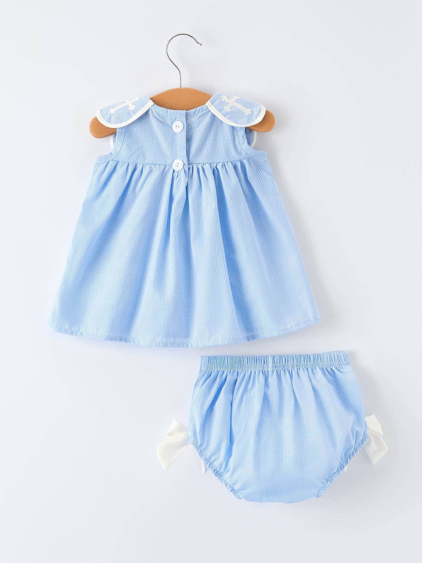 Blue Smocked Baby Girls Bloomer Set