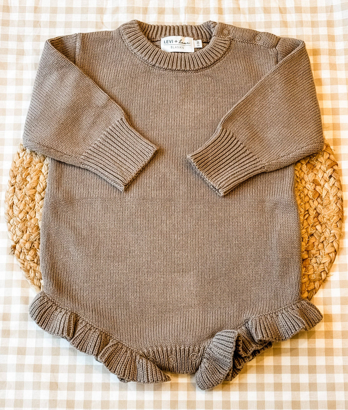Long Sleeve Knit Ruffle Romper - True-To-Size Fit