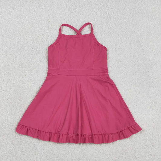 Sibling Baby Girls Strap Yoga Ruffle Athletic Dresses