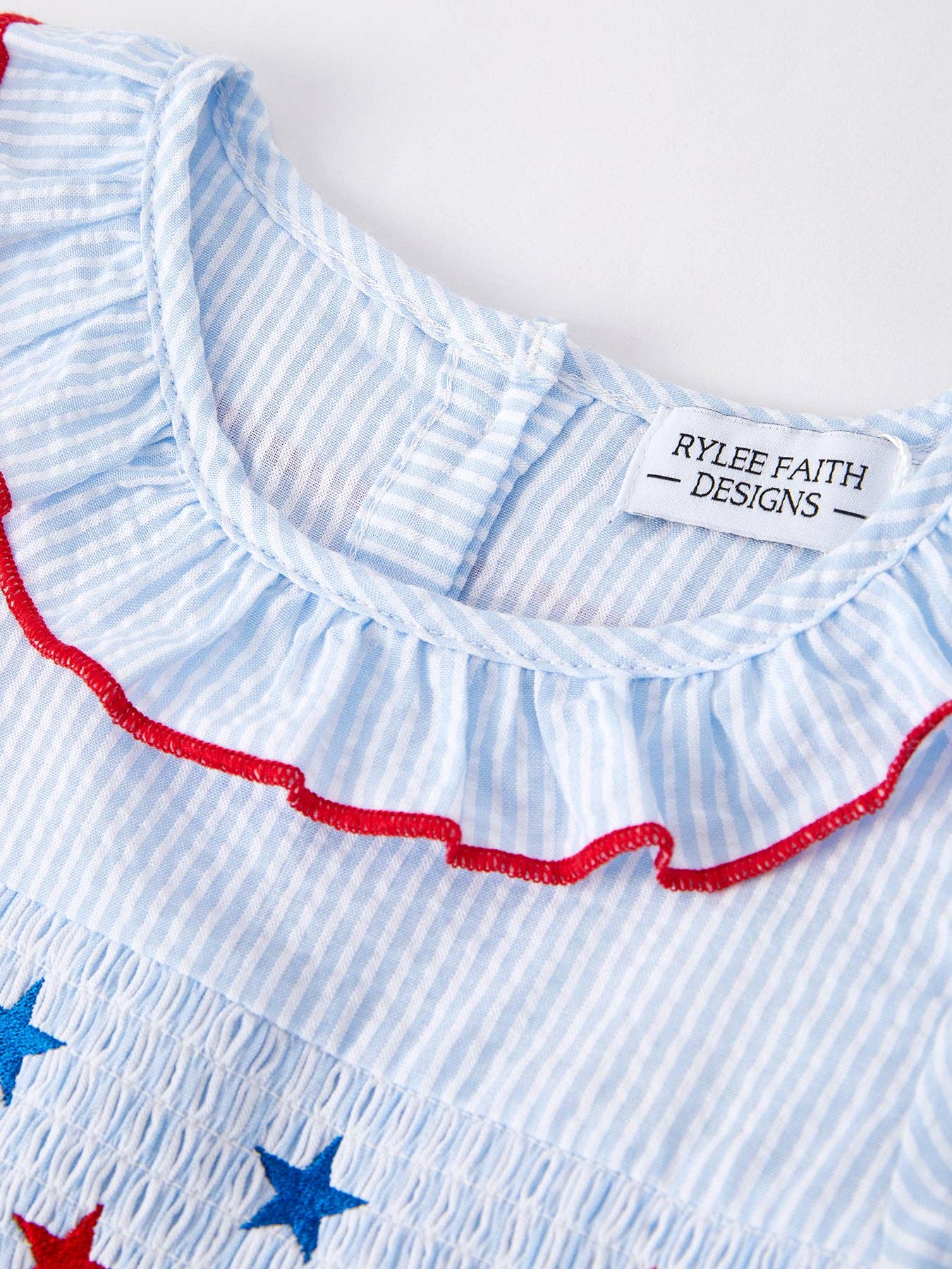 4th of july Boys' Smocking Star Embroidered Dress