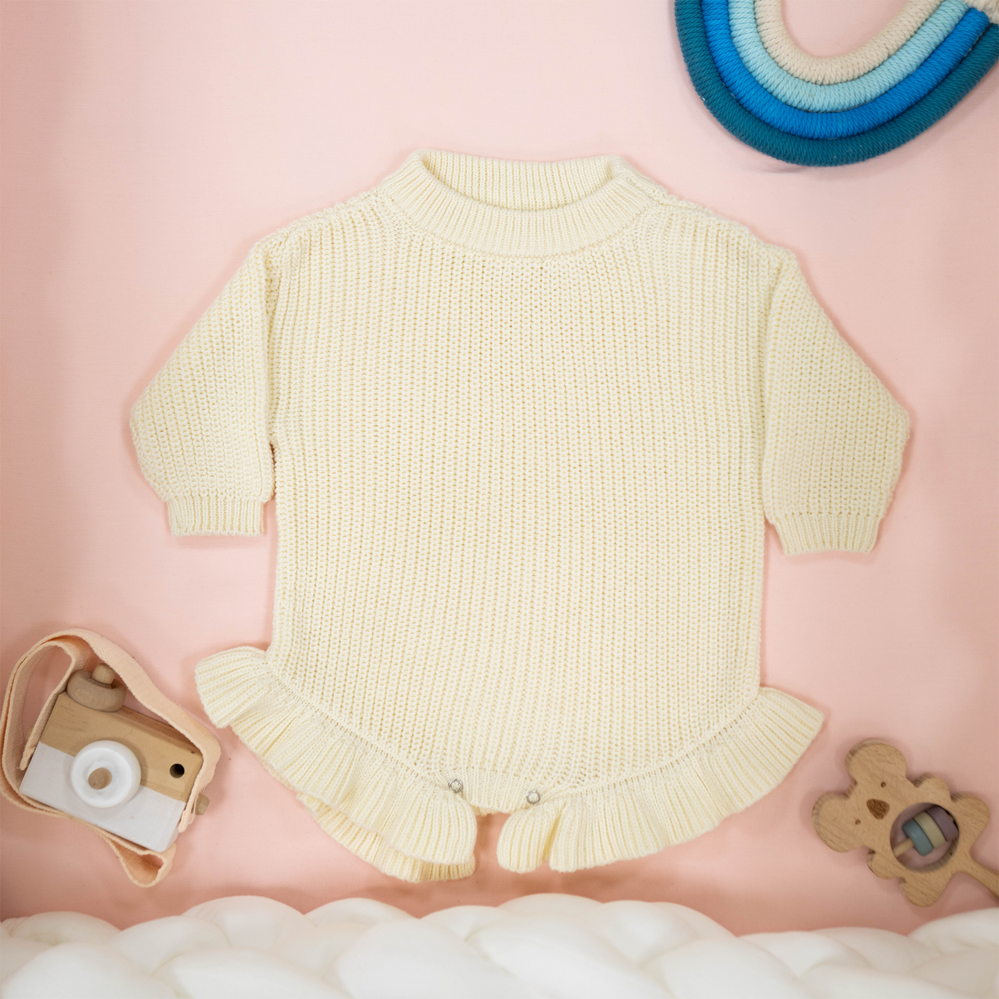 100% Cotton Ruffle Baby Knit Romper Girl | Blank Baby Romper