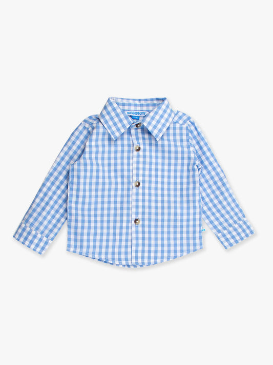 Boys Classic Periwinkle Blue Gingham Long Sleeve Button Down