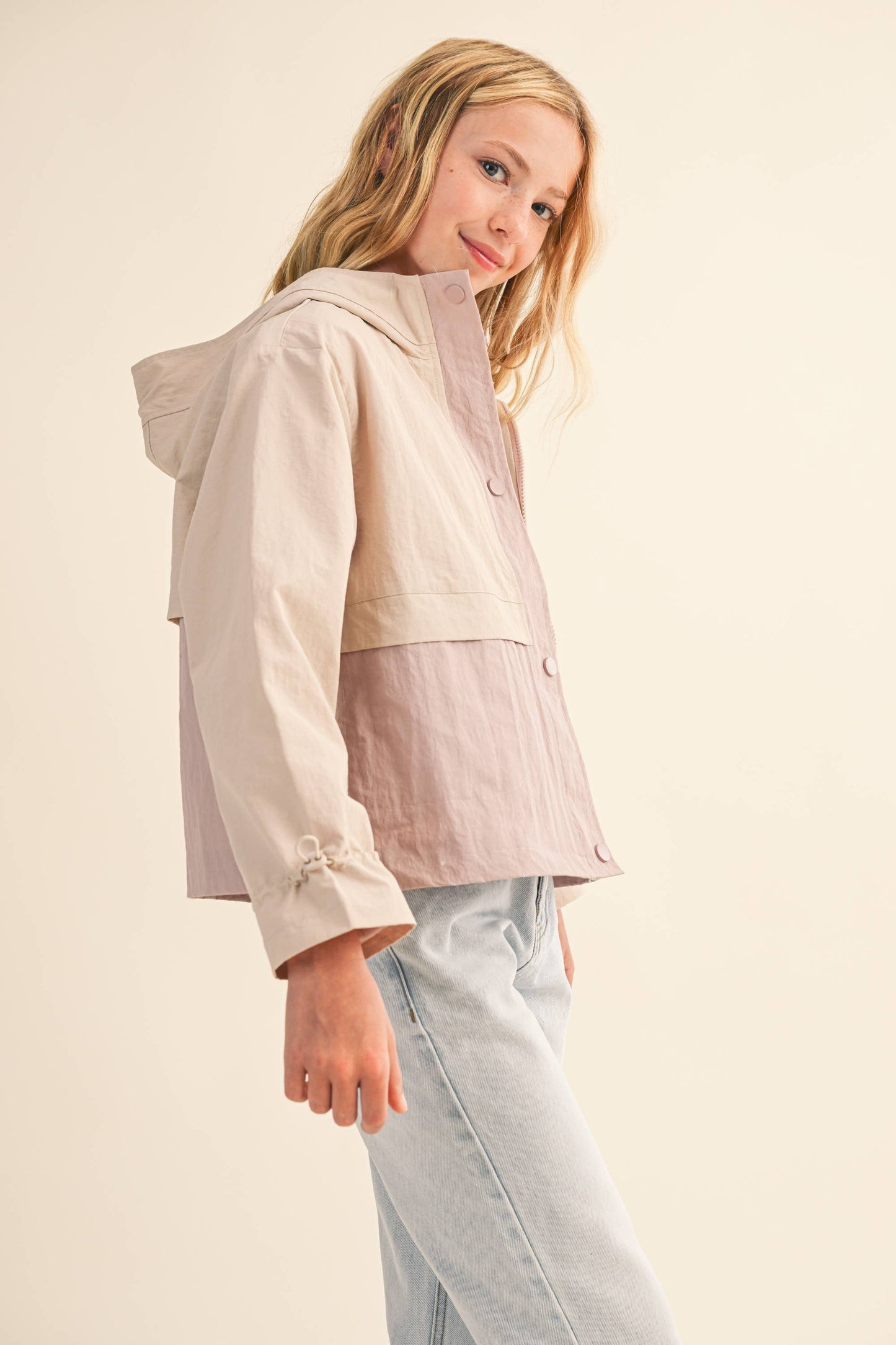 TWEEN GIRLS KIDS HOODED WINDBREAKER W/ CINCH CUFF (7-14)