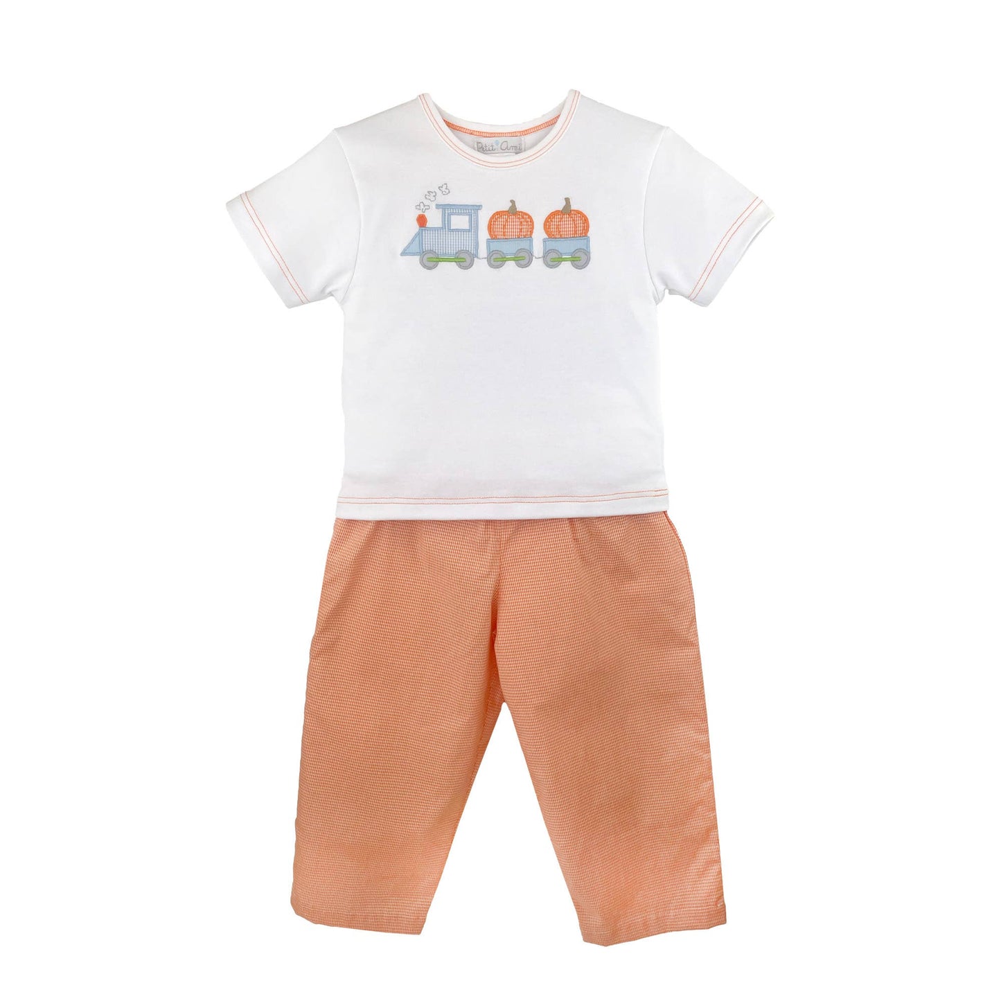 Pumpkin Train Applique Top & Pant Set